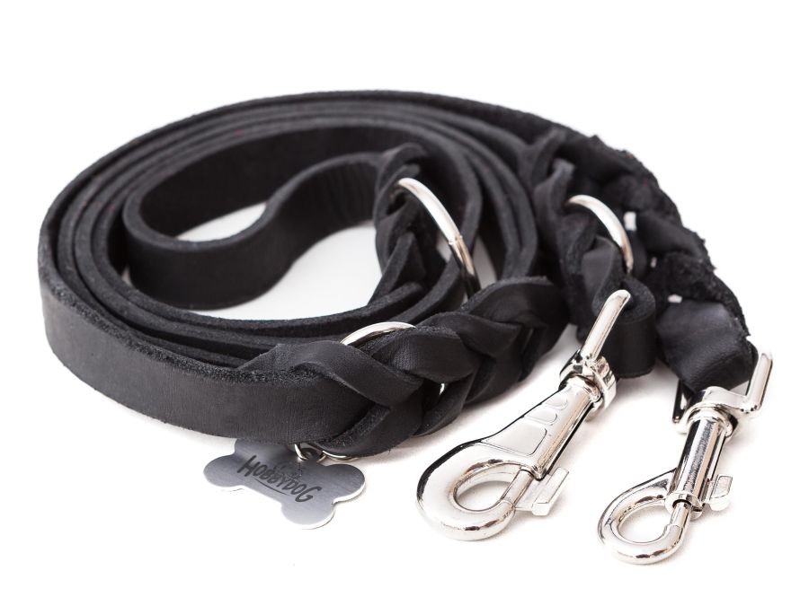 Hundeleine aus Leder,, Farbe schwarz