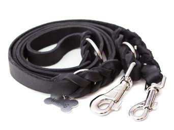 Hundeleine aus Leder,, Farbe schwarz