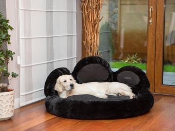 Hundebett, Hundematratze "Pfoten", Farbe schwarz