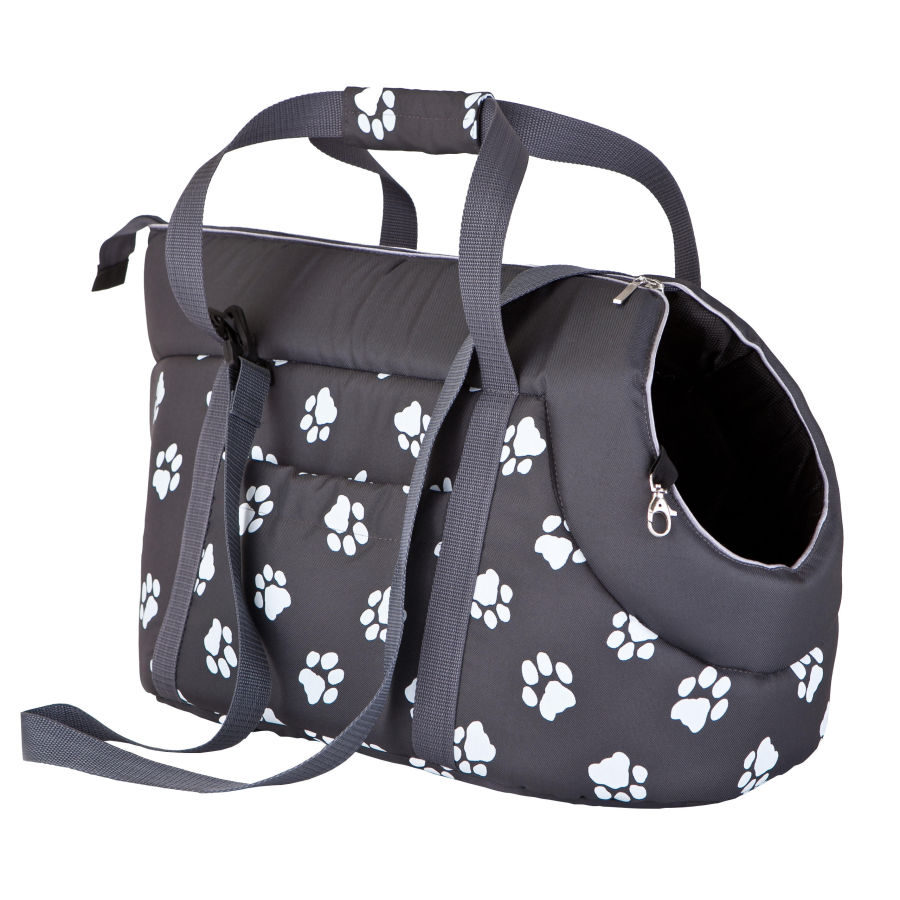 Hundetransporttasche, Farbe graphite mit Pfoten